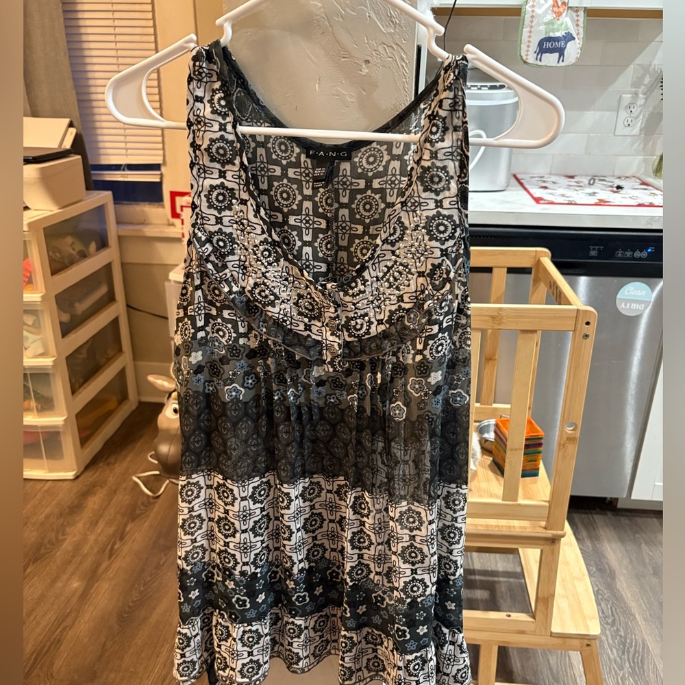 FANG Black and White Geometric Tank Top